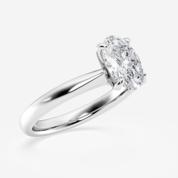 1 1/2 ctw Oval Lab Grown Diamond Petite Solitaire Engagement Ring - Picture 2 of 7